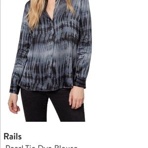 Rails Pearl Tie Dye Blouse Size Small,Color Black Tide
